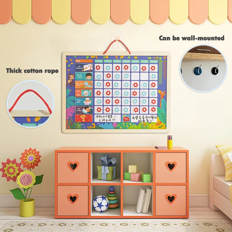 Children Habit Growth Educational Toys Magnetic Habit Tracking Reward Chart Self-discipline Activity Planner Board Toys for 3-12 3