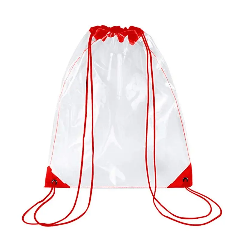Высококачественная Новая прозрачная завязка рюкзак Cinch Sack школьная сумка спортивная сумка спортивный пакет - Цвет: Красный