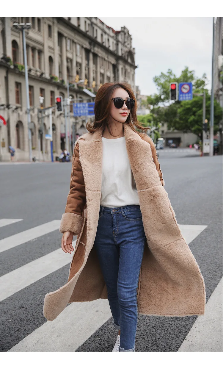 Зимнее модное женское пальто с оленем, замшевое пальто из овечьей шерсти, Женское пальто с хлопковой подкладкой, теплое Свободное пальто большого размера, куртка