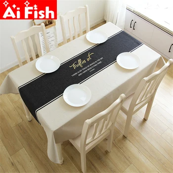 

Solid Color European Minimalist Striped Waterproof Tablecloth Restaurant Kitchen Table Cover Thickened Finished Tablecloth 052-4