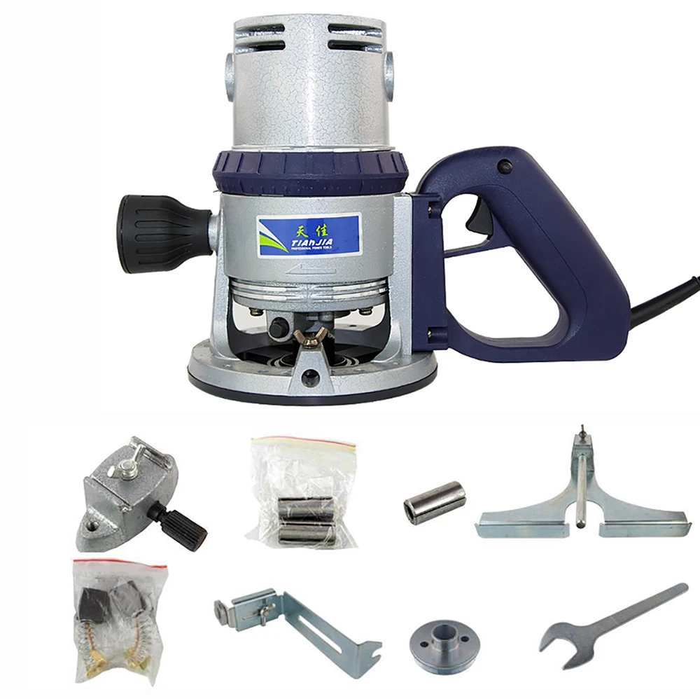 

220V Electric Woodworking Engraving Machine Multifunctional Electric Router Trimmer Slotting Tapping Machine 1800W 23000RPM Y