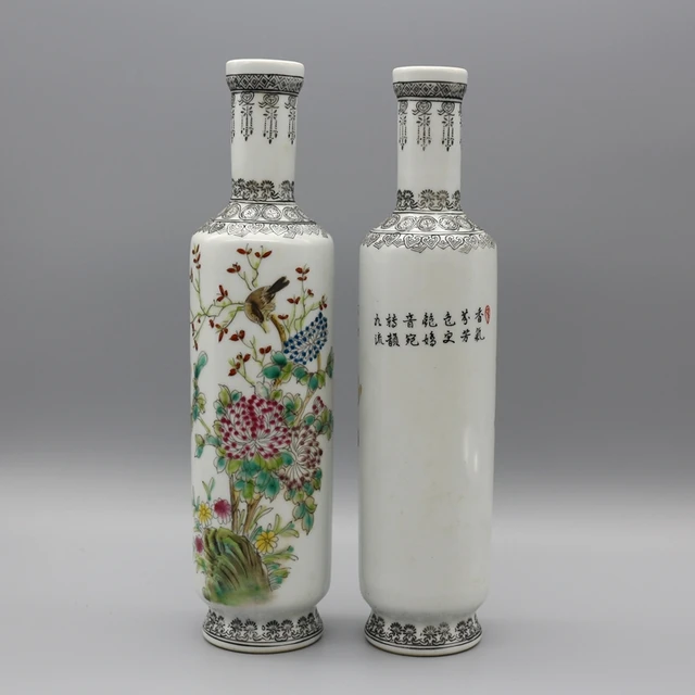 Ju Ren Tang Pastel Flowers And Birds Picture Vase Jingdezhen Porcelain Antique Ornaments 2