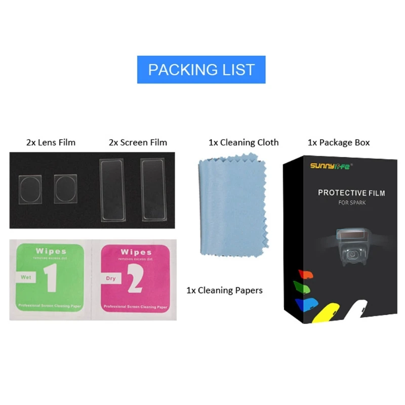 

Protective Film for DJI SPARK Drone 2pcs Lens Film + 2pcs Screen Film 746D