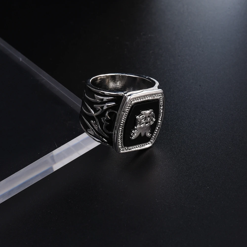 Finger ring Ring Alaric Ric The Vampire Diaries Revival Black Engagement Ring Men Steampunk Antique Enamel Punk Jewelry