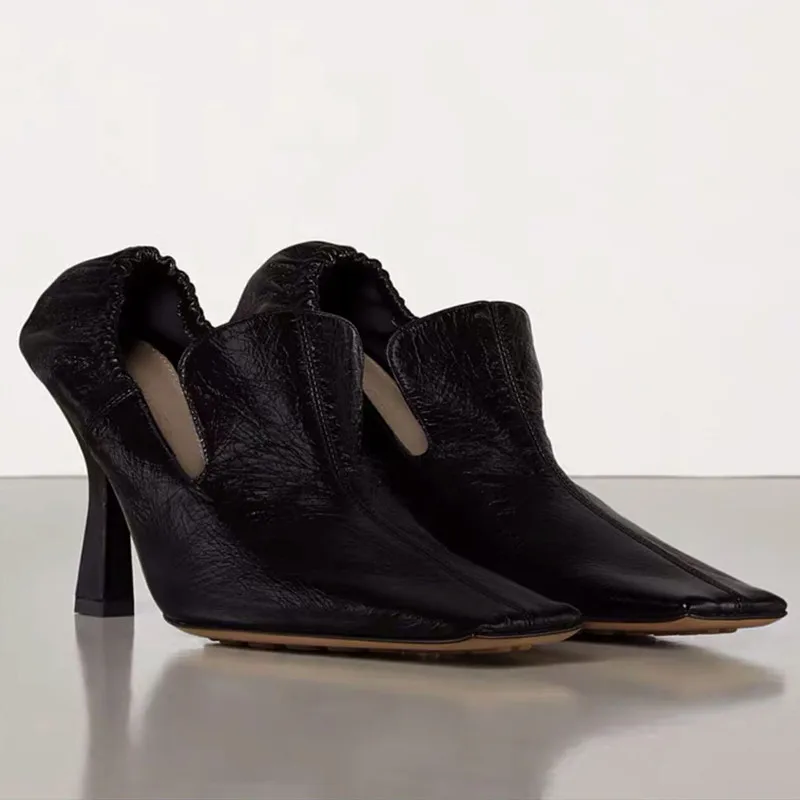 2020 New Early Spring Women Pumps Shoes Retro Fashion Square Toe High Heels Lady Shoes Elasticated Female Heel Shoes Big Size 40 (7)
