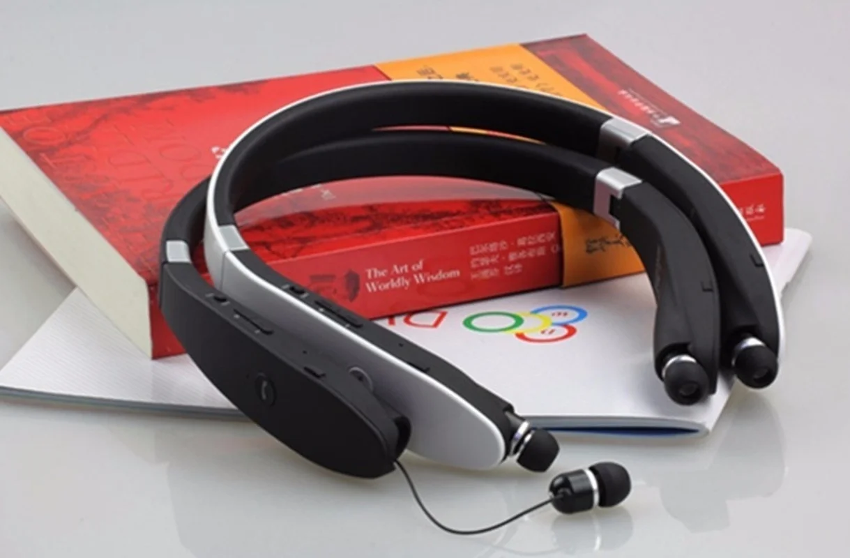 Newest Wireless Bluetooth 4.1 Earphone Headset Retractable and Foldable Neckband Style Headphones