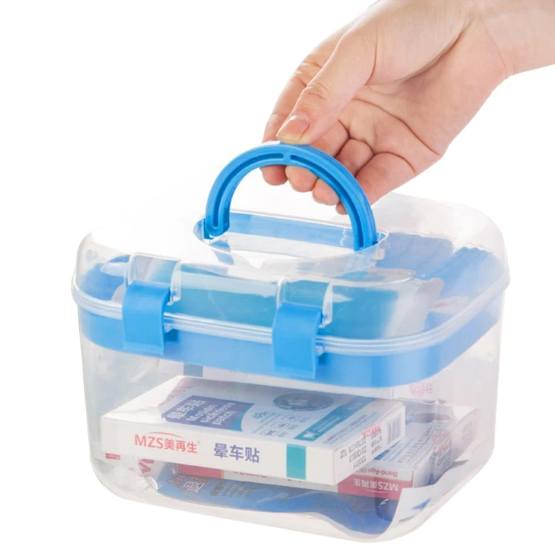 Портативная медицинская коробка, аптечка, коробка для хранения, большая емкость, органайзер для лекарств с ручкой, прозрачный медицинский набор