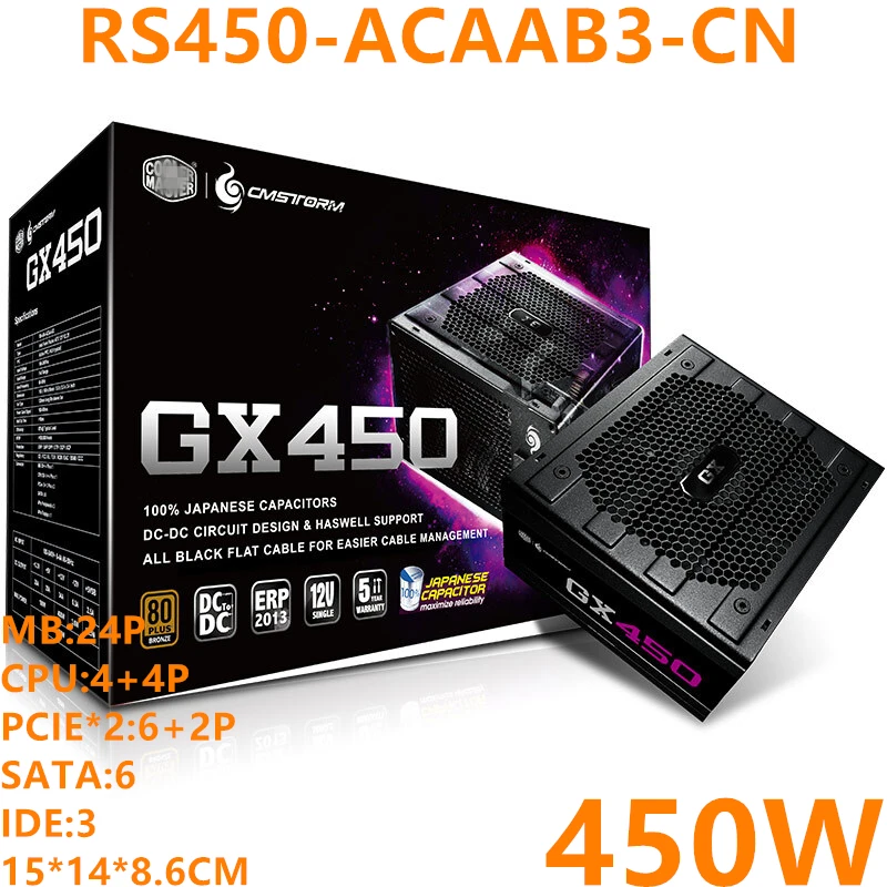 ^*Best Offers New PSU For Cooler Master Brand ATX Modular Power Supply 80plus Bronze Backline Support 450W Power Supply GX450 RS450-ACAAB3-CN