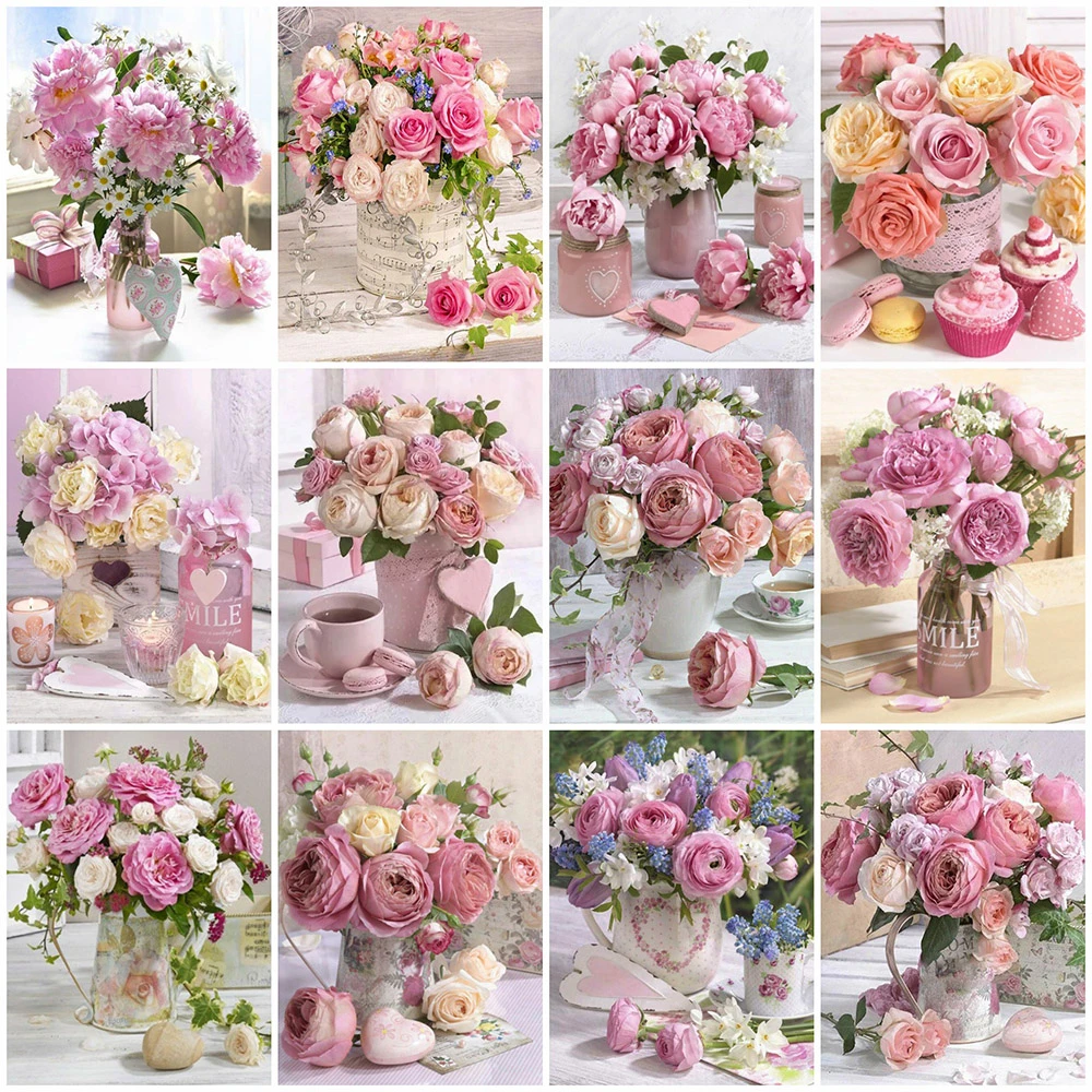 MomoArt 5D DIY Diamond Embroidery Peony Cross Stitch Kit Diamond Painting Flower Full Square Round Mosaic Art Home Decorations,diamond painting,painting set