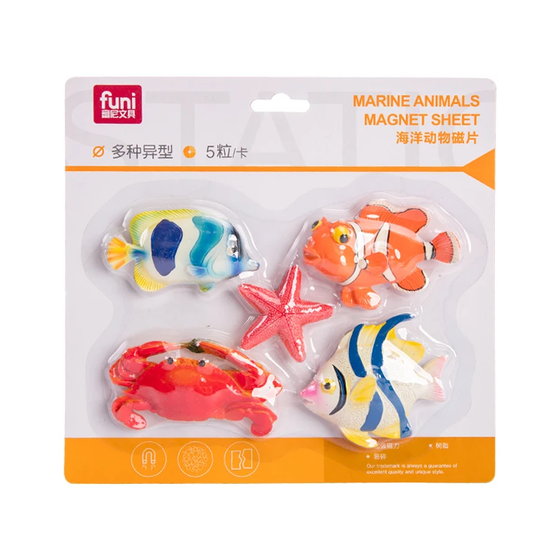 

Fridge Stickers Magnetic Buttons White Board Ocean Animals Colorful Creative Resin Magnets 5pcs