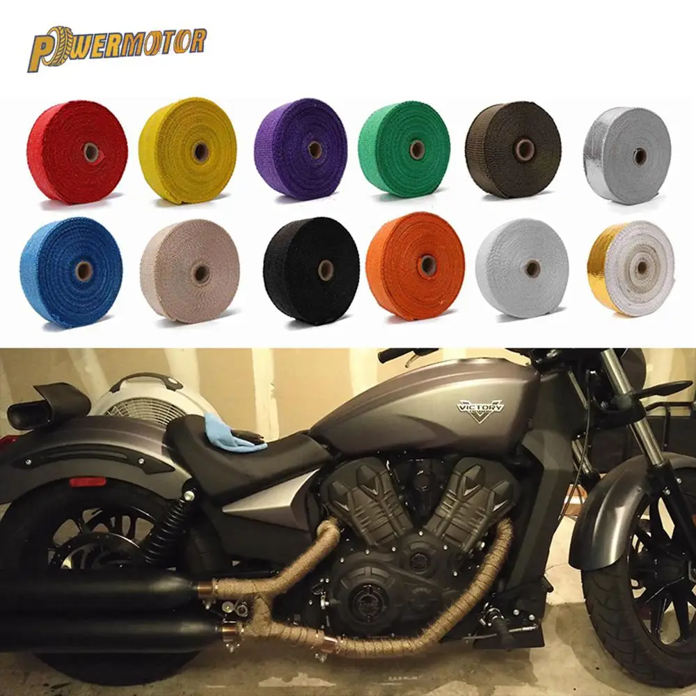 

5cm*15M Motorcycle Exhaust Heat Wrap Thermal Exhaust Tape for Motorcycle Fiberglass Heat Shield Tape with Stainless Ties