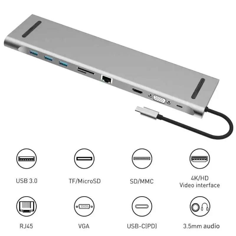 10 в 1 USB TYPE-C концентратор к USB 3,0 HDMI RJ45 TYPE-C адаптер для MacBook Pro