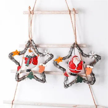 

Christmas Wooden Cloth Sticker Pendant Five-Pointed Star Pendant decoracion navidad addobbi natalizi ornaments navidad ofertas