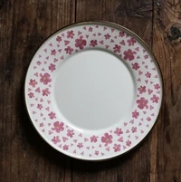 Red Flowers Plate Ретро Контри стиль цветочные эмалированные пластины/плита для рисовой печи/десертная железная пластина - Цвет: Red Flowers Plate