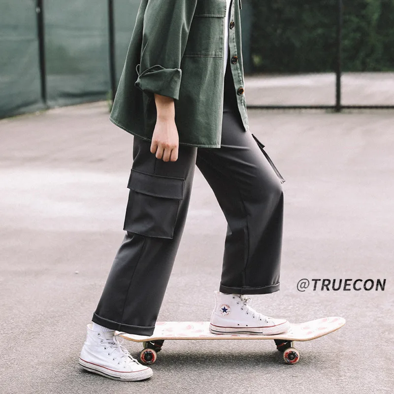 

2019 Men's Autumn New Casual Loose Trousers Pocket Decoration Solid Color Temperament Tide Cotton Tooling Wind Joggers