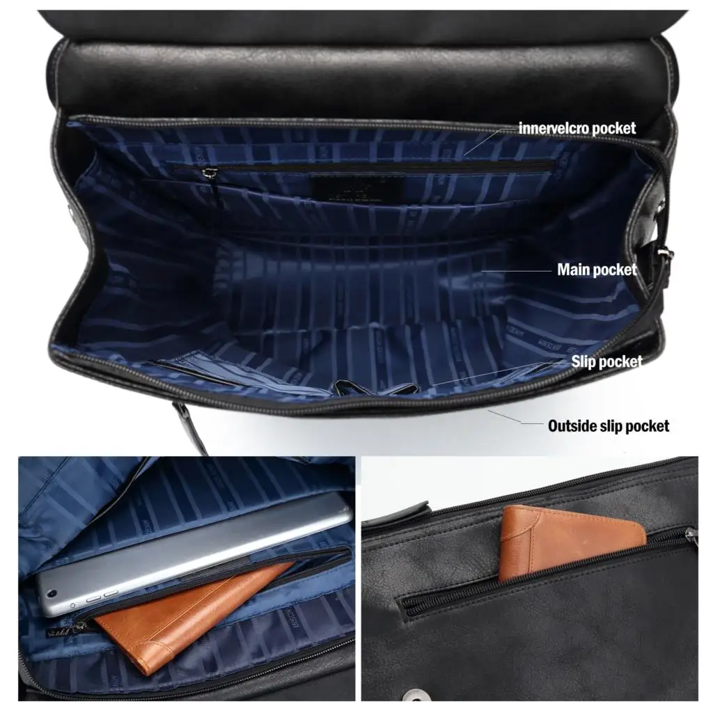 BISON DENIM New Men Large Capacity Backpack Fashion Leather Waterproof Men Backpack Casual Laptop Travel School Bags N2581 5