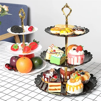 

3 Tier Cake Stand Afternoon Tea Wedding Plates Party Tableware New Bakeware Plastic Tray Display Rack Cake Decorating Tools
