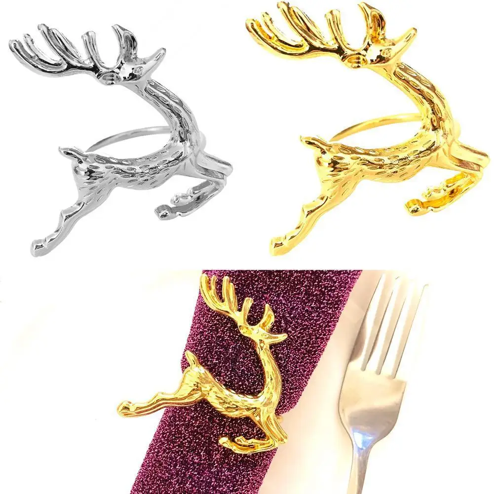 

1pcs Elk Deer Napkin Rings Table Decorative Ornament Wedding Parties Everyday Use For Christmas A8H8