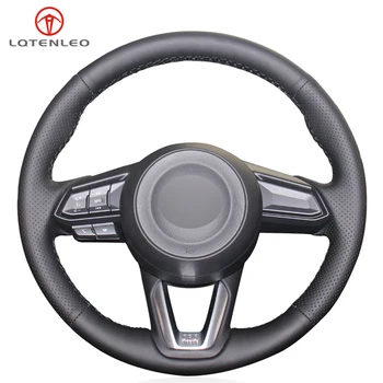 

LQTENLEO Black PU Artificial Leather Car Steering Wheel Cover for Mazda 3 Axela 2017 2018 Mazda 6 Atenza 2017 2018 CX-5 CX5 2017