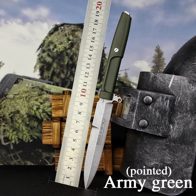 Экстрима соотношение EDC тактический нож D2 охотничий нож ножи для выживания Фиксированное Лезвие Открытый инструмент Острый Дайвинг Нож для, кемпинга, езды - Цвет: Army green(pointed)
