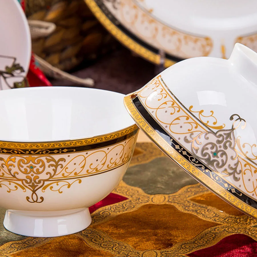 Jingdezhen Ceramic Dinnerware Set Ceramic Plates and Dishes Bowls 60pcs combination Tableware Kitchen Tableware