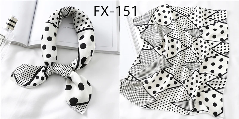 Women Small Satin Silk Scarf Square Print Wrap Foulard Femme Handkerchief Bandana Neck Hair Skinny Tie Scarves Shawls