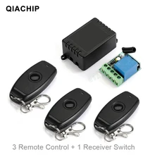 Switch com controle remoto universal QIACHIP, módulo de receptor e relé 1CH de 12V DC, transmissor RF 433Mhz