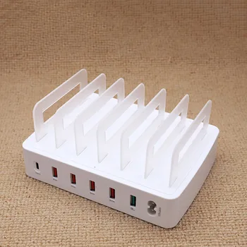 

Smart USB Charger Quick Charging Station Dock 6 Port 2.4A Mobile Phone Tablets Multiple Devices Organizer Desktop Stand Power