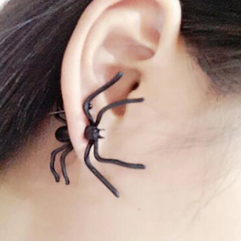 2018 New Halloween Decorations 3D Creepy Black Spider Ear Stud Earrings for Haloween Party DIY Decorations Fake Black Spider