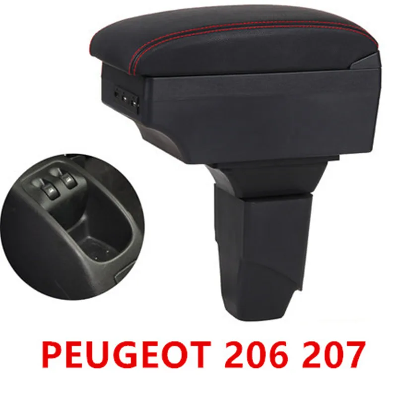 Для PEUGEOT 206 207 подлокотник коробка центральный магазин содержимое коробка автомобильный-стиль хранения центр консоль продукты интерьерные аксессуары