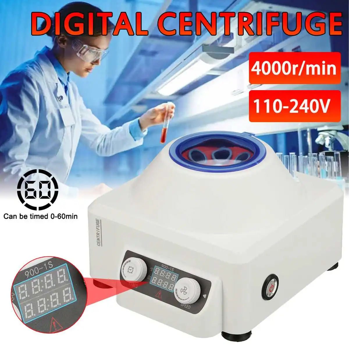 60W Blood Centrifuge Prp Centrifuge Machine Digital Medical Lab 4000rpm 6Pcs 15ml Tube 110-240V 1430xg plasma centrifuge