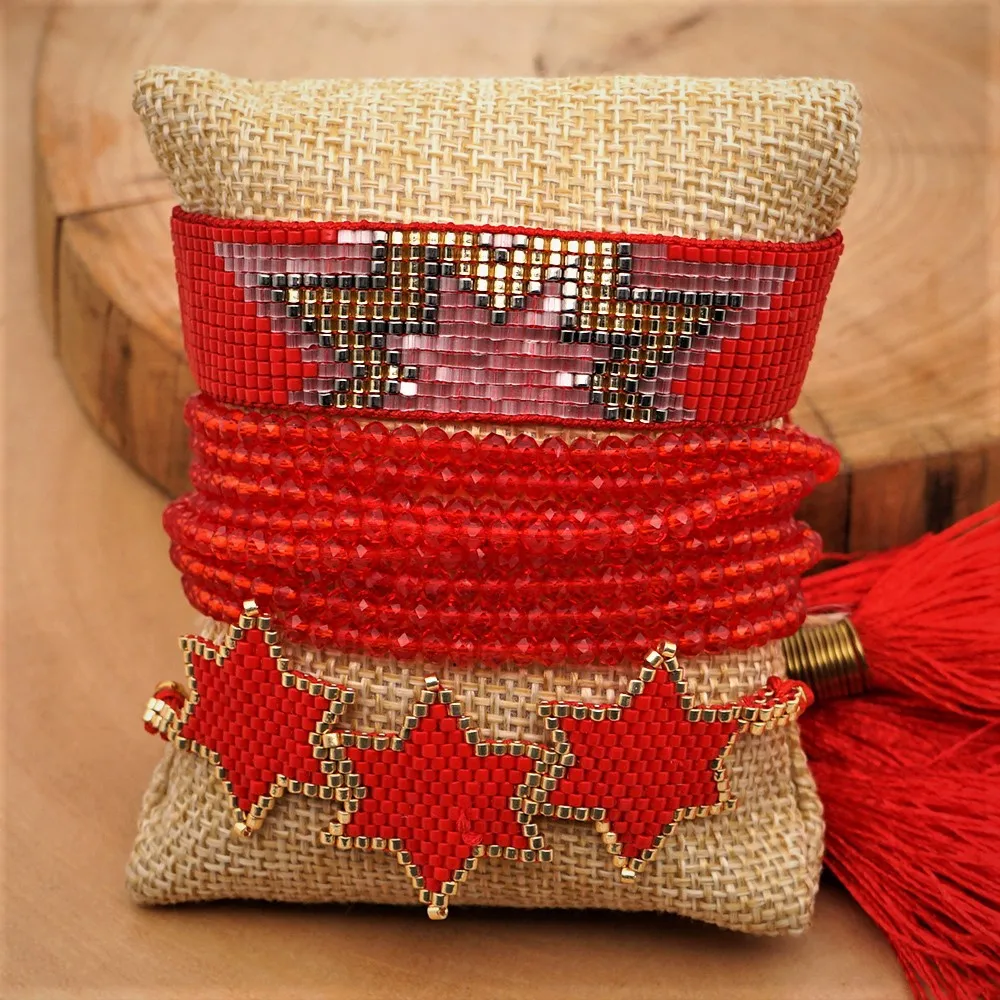 Go2boho MIYUKI браслет из бисера Звездный браслет Ювелирные изделия Браслеты Mujer Moda Красный Кристалл для женщин кисточка ручной работы Instagram - Окраска металла: MI-S190258