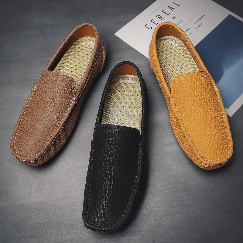 

Moccosins Men's 2019 New Style Fashion Casual Leather Shoes Slip-on Loafers Korean-style Versatile Soft-Sole Summer MEN'S SHOES