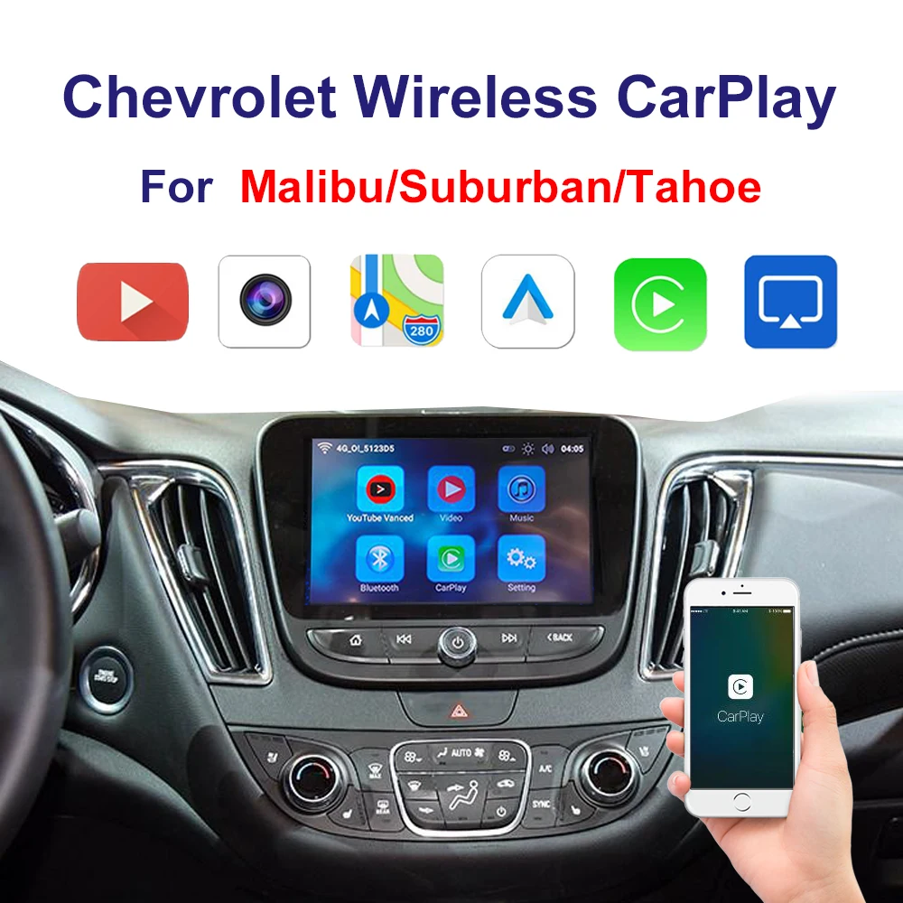 Wireless CarPlay Android Auto interface For 2014 2018 Chevrolet Malibu