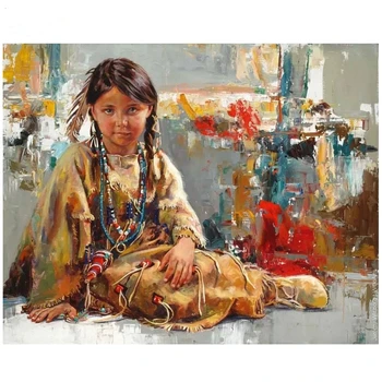 

Diy Diamond Painting Cross Stitch Needlework Indian Children picture 5D Diamond Mosaic Unfinished Diamond Embroidery Christmas