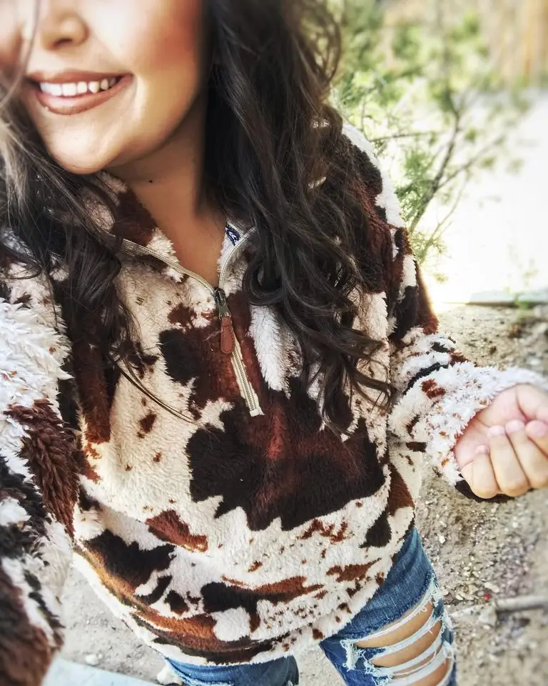 Cow Print Sherpa Vest 