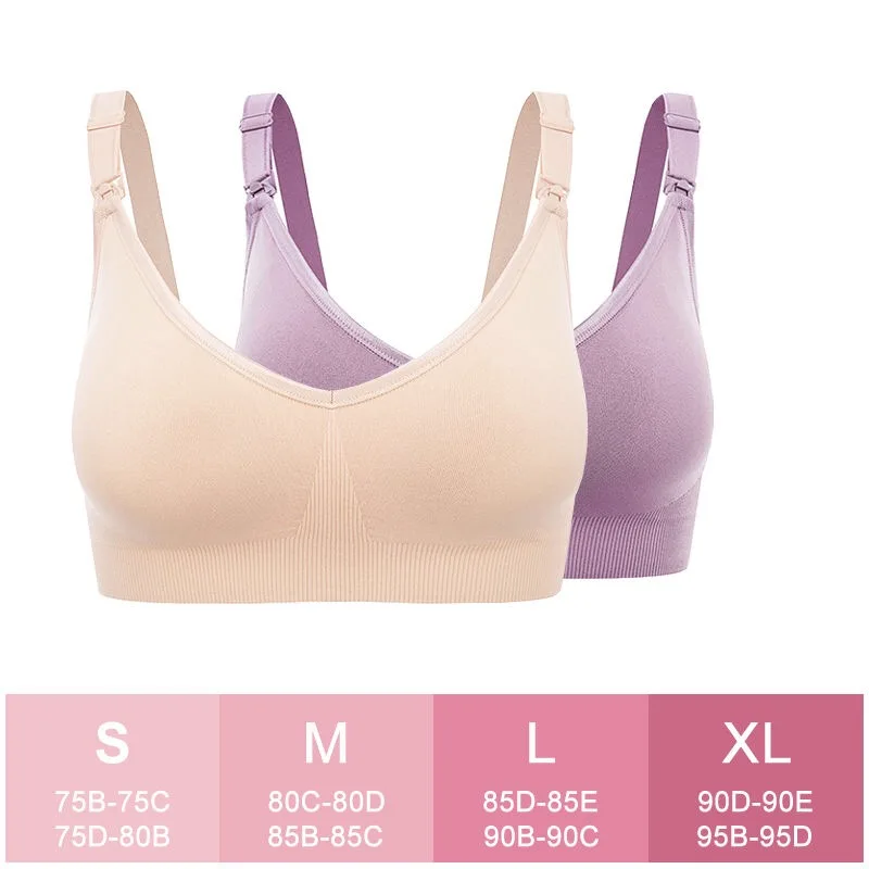 ANTONGMI Breast Feeding Bras Maternity Nursing Bra Sleep Bras for Nursing Pregnant Women Soutien Gorge Allaitement 3 Colors - Цвет: Purple  Skin