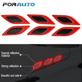 

FORAUTO 6Pcs/Set Car Sticker Reflective Strips Safety Warning Sticker Anti-Scratch For Car Truck Auto Motorcycle Carbon Fiber