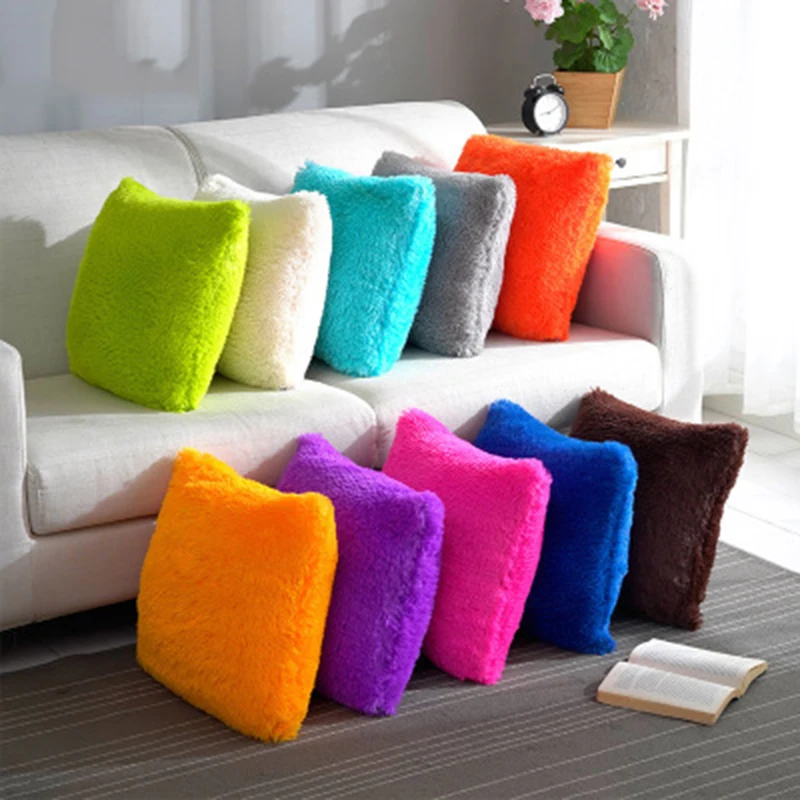 

Pillow core soft plush artificial fur wholesale decorative cushion pillow home sofa car chair hotel home decoration 43x43cm