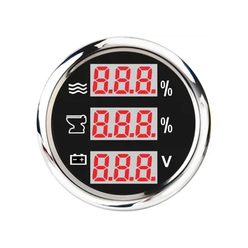 

52mm 3 in 1 Multi-Function Digital Gauge Water Level Holding Tank With Alarm Voltmeter 9-32V