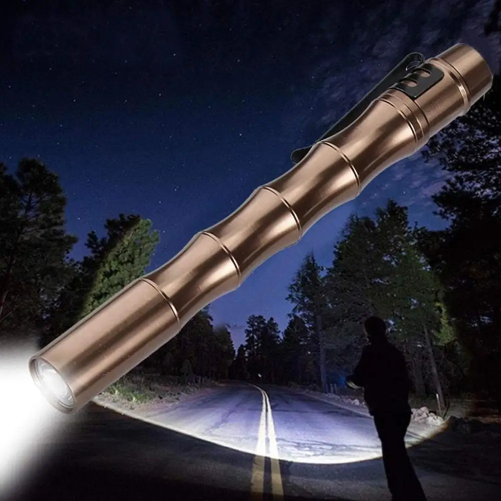 

Pen Light LED Mini Pocket Inspection Flashlight Bamboo Shape AAA Battery Powered Pen Grip Light Torch