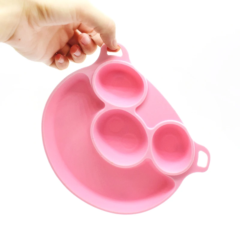 Portable Baby Anti-fall Plates For Toddlers And Kids Safe Silicone Placemat Cute Cartoon Placemat Infant Tableware Dropshipping