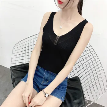 

COIGARSAM 4XL Plus Size Sleeveless blouse women New Knitting Spaghetti Strap blusas womens tops and blouses Orange White Yellow