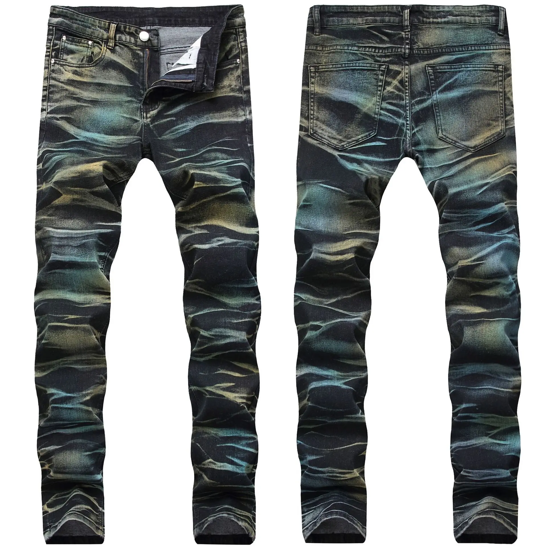 Original Design 2020 New Elastic Jeans Men's Pants Long Men Fashion Painted Jeans Stretch Straight Slim Printed Denim Trousers Original Design 2020 New Elastic Jeans Men's Pants Long Men Fashion Painted Jeans Stretch Straight Slim Printed Denim Trousers