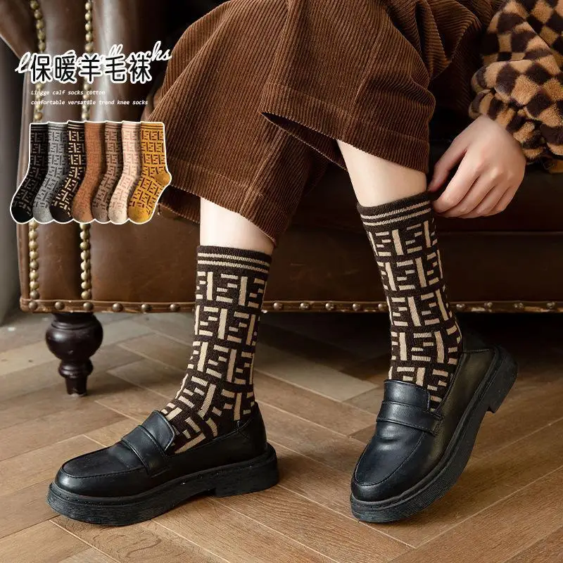 Носки женские шерстяные в стиле ретро 1 пара | Мужская одежда