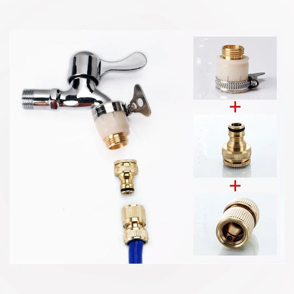 AIVY 15mm-23mm Universal Kitchen Hose Adapter Metal Faucet Connector Mixer Hose Adapter Tube Joint Fitting Garden Watering Tools