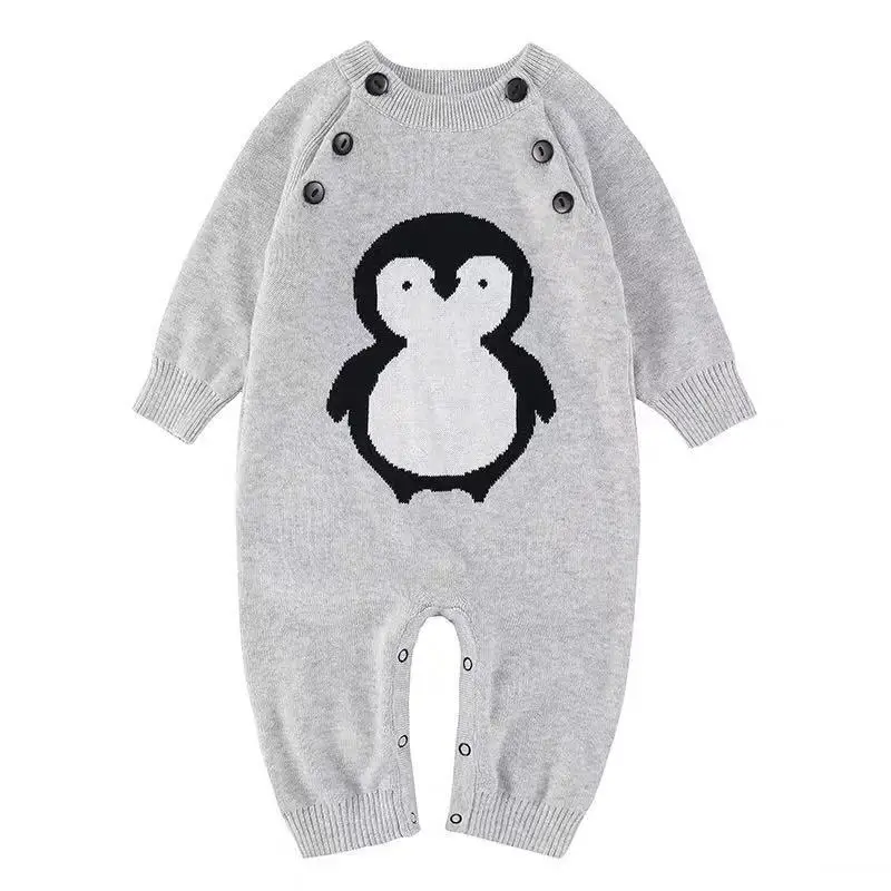 penguin TinyPeople/Новинка года; Детский комбинезон с пингвином; зимняя вязаная одежда для новорожденных; теплый комбинезон для мальчиков; ползунки для девочек; милая Одежда для младенцев - Цвет: penguin