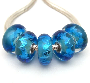 

JGWG2251 5X 100% Authenticity S925 Sterling Silver Beads Murano Glass beads Fit European Charms Bracelet diy jewelry Lampwork