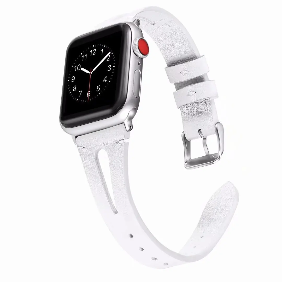 38 мм 42 мм кожаный браслет для Apple Watch ремешок 44 мм 40 мм браслет ремешок для iWatch 4 3 2 1 - Цвет ремешка: white