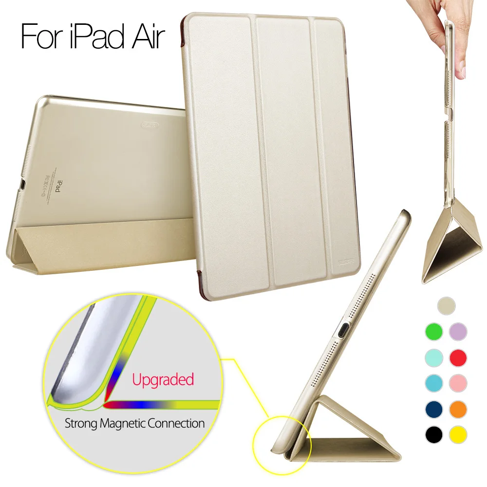 Чехол для iPad воздуха ESR ура Цвет PU прозрачная задняя Ultra Slim Light Вес Trifold Смарт чехол